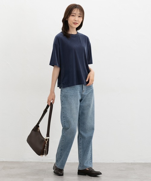 Honeys(ハニーズ)の「ベロアトップス(Tシャツ/カットソー・レディース・グレイッシュブルー/スミクロ/モカ・LL/L/M/S)」の8枚目の写真