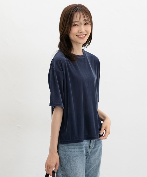 Honeys(ハニーズ)の「ベロアトップス(Tシャツ/カットソー・レディース・グレイッシュブルー/スミクロ/モカ・LL/L/M/S)」の10枚目の写真