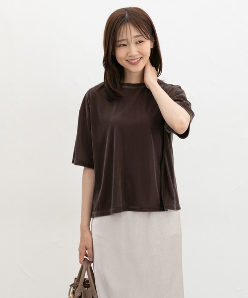 Honeys(ハニーズ)の「ベロアトップス(Tシャツ/カットソー・レディース・グレイッシュブルー/スミクロ/モカ・LL/L/M/S)」の13枚目の写真