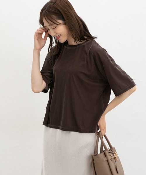 Honeys(ハニーズ)の「ベロアトップス(Tシャツ/カットソー・レディース・グレイッシュブルー/スミクロ/モカ・LL/L/M/S)」の14枚目の写真