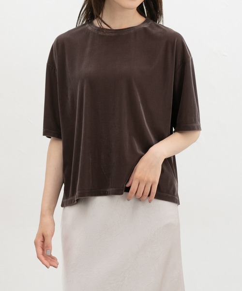 Honeys(ハニーズ)の「ベロアトップス(Tシャツ/カットソー・レディース・グレイッシュブルー/スミクロ/モカ・LL/L/M/S)」の15枚目の写真