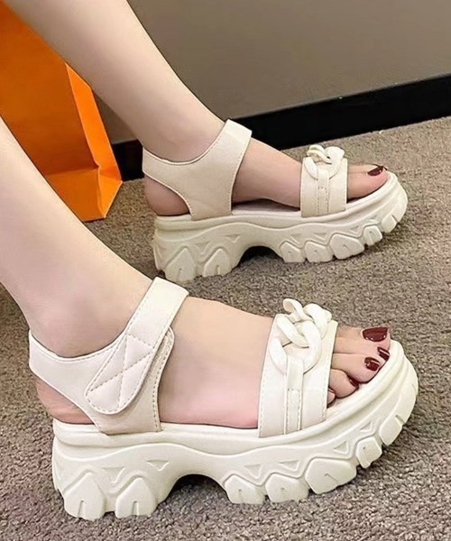 Miniministore(ミニミニストア)の「チェーンモチーフ厚底サンダルスポサン夏靴(サンダル・レディース・ブラック/アイボリー・23.5cm/23.0cm/22.5cm/24.5cm/24.0cm)」の22枚目の写真