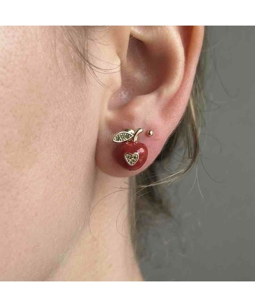 tone(トーン)の「【88eighty-eight】レッドアップルエレガントミニピアス【import】(MA)(ピアス(両耳用)・レディース・レッド・FREE)」の5枚目の写真