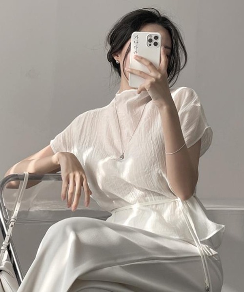 semplice（センプリチェ）の「ブラウス【韓国ファッション】（シャツ/ブラウス・レディース・ホワイト/ブラック・F）」の3枚目の写真