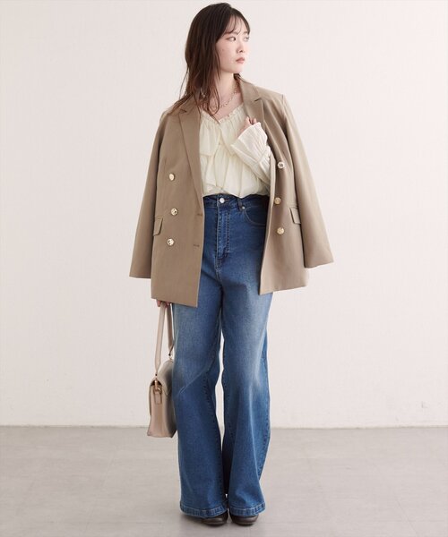 natural couture（ナチュラルクチュール）の「Vネックフリル衿キャンディスリーブブラウス（シャツ/ブラウス・レディース・アイボリー/レッド系その他/ブラウン・FREE）」の8枚目の写真