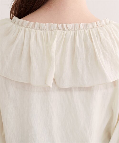 natural couture（ナチュラルクチュール）の「Vネックフリル衿キャンディスリーブブラウス（シャツ/ブラウス・レディース・アイボリー/レッド系その他/ブラウン・FREE）」の13枚目の写真