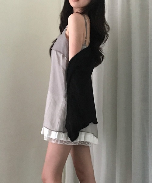 FAVORITO(ファヴォリート)の「デザインキャミワンピース(ワンピース・レディース・オフホワイト/グレー・F)」の16枚目の写真