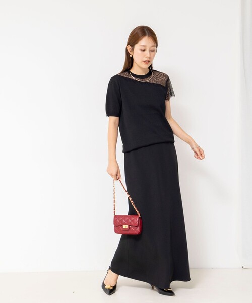 NOLLEY’S Sophi（ノーリーズソフィ）の「ウォッシャブルダブルマットサテンナロースカート（スカート・レディース・ブラック/オフホワイト・36/34/38）」の17枚目の写真