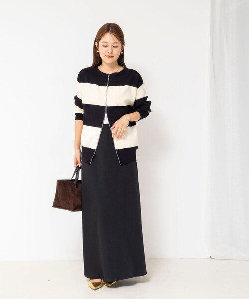 NOLLEY’S Sophi（ノーリーズソフィ）の「ウォッシャブルダブルマットサテンナロースカート（スカート・レディース・ブラック/オフホワイト・36/34/38）」の7枚目の写真