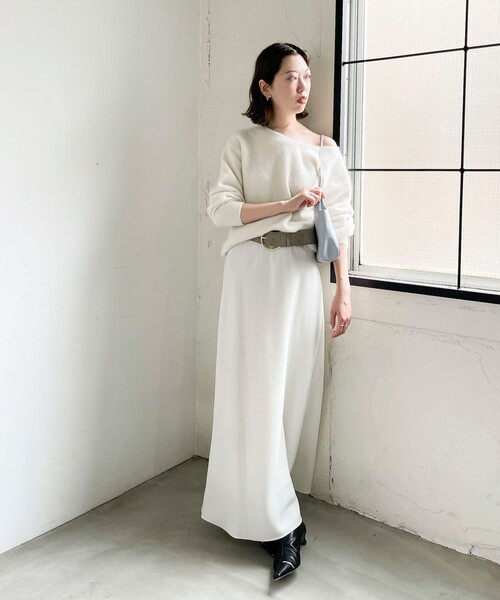 NOLLEY’S Sophi（ノーリーズソフィ）の「ウォッシャブルダブルマットサテンナロースカート（スカート・レディース・ブラック/オフホワイト・36/34/38）」の21枚目の写真