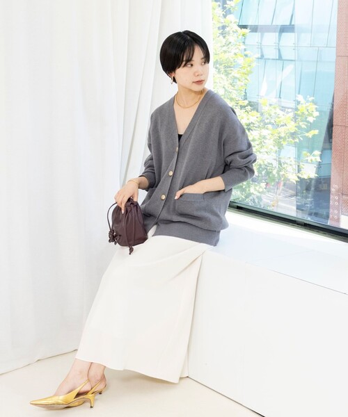 NOLLEY’S Sophi（ノーリーズソフィ）の「ウォッシャブルダブルマットサテンナロースカート（スカート・レディース・ブラック/オフホワイト・36/34/38）」の3枚目の写真