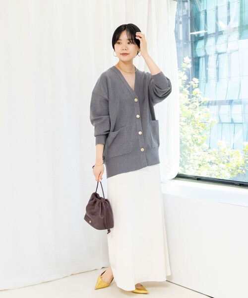 NOLLEY’S Sophi（ノーリーズソフィ）の「ウォッシャブルダブルマットサテンナロースカート（スカート・レディース・ブラック/オフホワイト・36/34/38）」の5枚目の写真