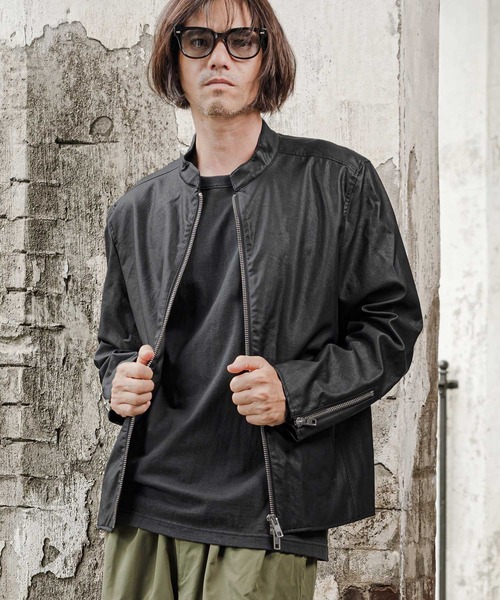 CAMBIO(カンビオ)の「mj11824-PUスタンドライダースブルゾン(ライダースジャケット・メンズ・ブラック/グレイッシュベージュ・M/L/XL)」の7枚目の写真