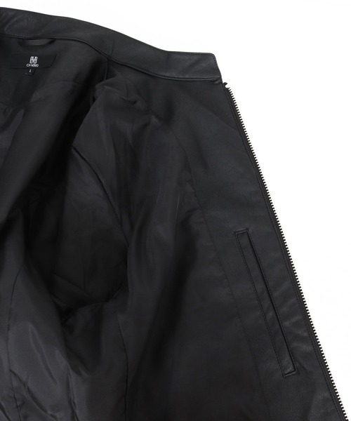 CAMBIO(カンビオ)の「mj11824-PUスタンドライダースブルゾン(ライダースジャケット・メンズ・ブラック/グレイッシュベージュ・M/L/XL)」の13枚目の写真