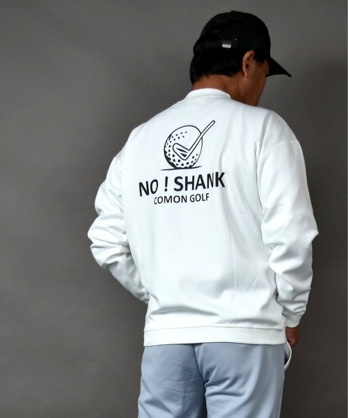 COMON GOLF(コモンゴルフ)の「NO!SHANKシリーズ バックプリント ポンチ素材 ゴルフプルオーバー(スウェット・メンズ・グレー/ホワイト・L/XXXL/M/XXL/XL)」の1枚目の写真