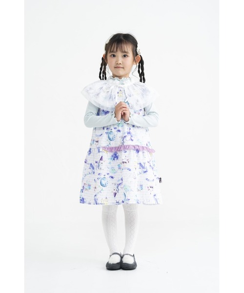 nino(ニノ)の「パープルねこプリントジャンパースカート☆(ジャンパースカート・キッズ・パープル・130cm/140cm/150cm)」の8枚目の写真