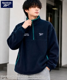 Reebok（リーボック）の「Reebok リーボック メンズ裏起毛プルオーバー ハーフZIP 裾ドローコード 刺繍ロゴ（スウェット）」