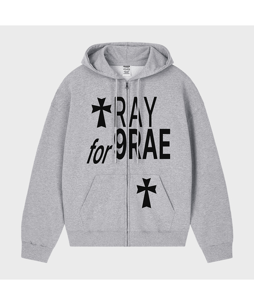 GRAVER ORDINARY（グレイバーオーディナリー）の「[ODNR UNISEX]PRAY FOR ジップアップパーカー_4color（パーカー・レディース・グレー/ブラック/イエロー/ホワイト・MEDIUM/LARGE）」の3枚目の写真