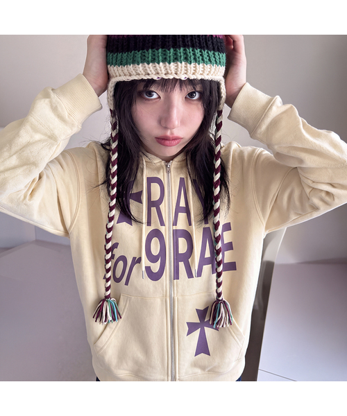 GRAVER ORDINARY（グレイバーオーディナリー）の「[ODNR UNISEX]PRAY FOR ジップアップパーカー_4color（パーカー・レディース・グレー/ブラック/イエロー/ホワイト・MEDIUM/LARGE）」の2枚目の写真