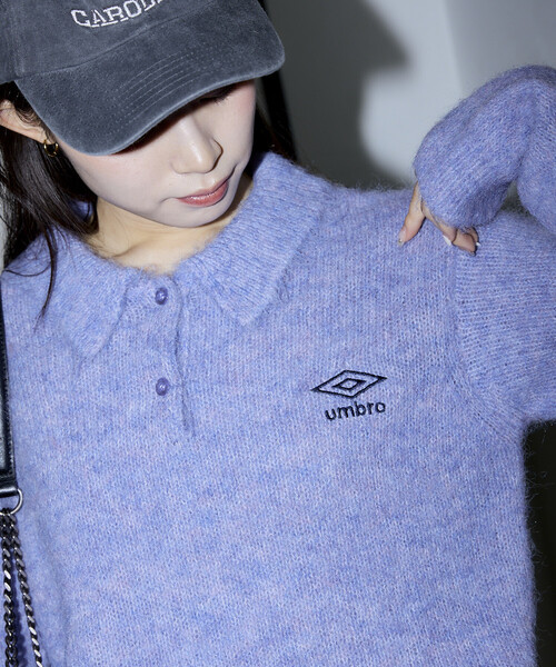 UMBRO(アンブロ)の「UMBRO × PUBLUX/アンブロ 別注 ワンポイント 刺繍 シャギー ニットポロ 限定展開(ニット/セーター・レディース・ブルーグリーン/グレー/ラベンダー・フリ-)」の10枚目の写真