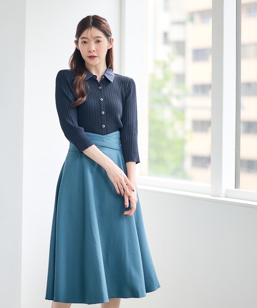 12Twelve Agenda(トゥエルブ アジェンダ)の「ウエストクロスフレアスカート(スカート・レディース・ブラウン/グリーン/チャコールグレー・M)」の9枚目の写真