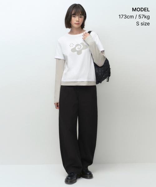 MUSINSA STANDARD WOMAN（ムシンサスタンダードウーマン）の「[オヘシオコラボ] レイヤード長袖Tシャツ [ホワイト]（Tシャツ/カットソー・レディース・その他・SMALL/MEDIUM/LARGE）」の2枚目の写真