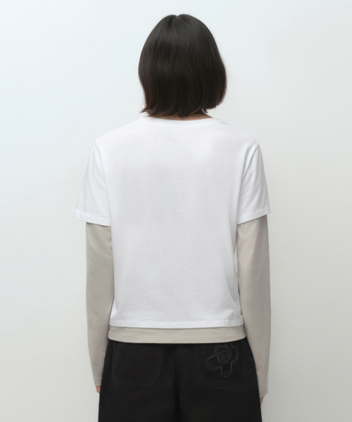 MUSINSA STANDARD WOMAN（ムシンサスタンダードウーマン）の「[オヘシオコラボ] レイヤード長袖Tシャツ [ホワイト]（Tシャツ/カットソー・レディース・その他・SMALL/MEDIUM/LARGE）」の3枚目の写真