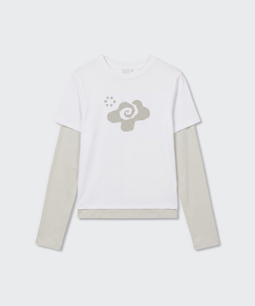 MUSINSA STANDARD WOMAN（ムシンサスタンダードウーマン）の「[オヘシオコラボ] レイヤード長袖Tシャツ [ホワイト]（Tシャツ/カットソー・レディース・その他・SMALL/MEDIUM/LARGE）」の4枚目の写真