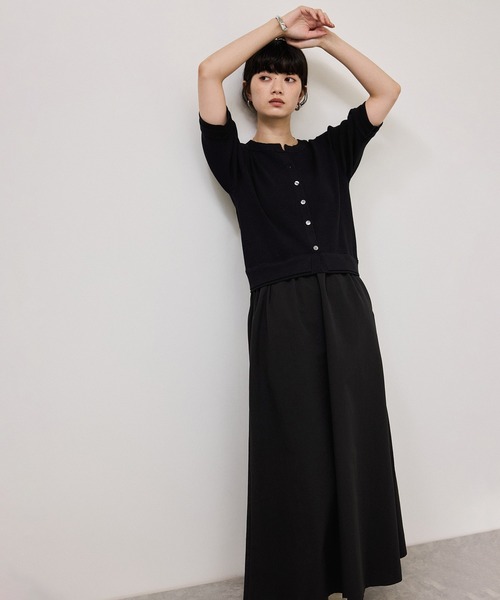 ADAM ET ROPE'(アダムエロペ)の「【WEB限定】ニットドッキングフレアワンピース(ワンピース・レディース・ブラック/ネイビー/グレー・FREE)」の2枚目の写真