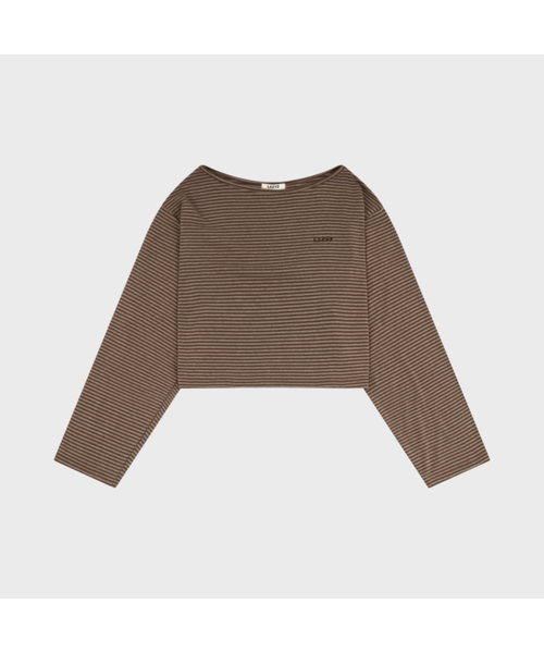 LAZYZ（レイジジ）の「クリーミーストライプロングスリーブTシャツ（2カラー）（Tシャツ/カットソー・レディース・ブラウン/グレー・F）」の2枚目の写真