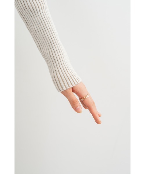 M.deux（エムドゥ）の「ワイドリブニット（ニット/セーター・レディース・ブラック/ベージュ・MEDIUM）」の12枚目の写真
