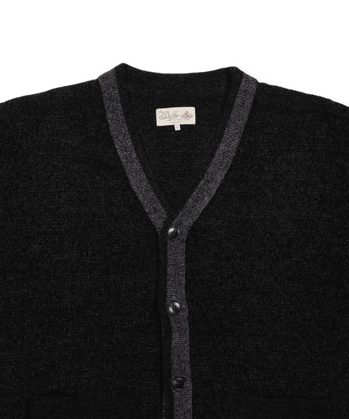 The DUFFER of ST.GEORGE（ザダファーオブセントジョージ）の「CHENILLE LINE KNIT CARDIGAN：シェニール ライン ニットカーディガン（カーディガン/ボレロ・メンズ・チャコールグレー/ブラック・MEDIUM/X-LARGE/LARGE）」の5枚目の写真