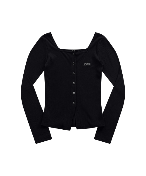 ASON(アズオン)の「MUTE BUTTON CARDIGAN / BLACK(カーディガン/ボレロ・レディース・その他・FREE)」の2枚目の写真