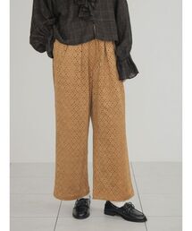 Cutwork faux suede easy pants
