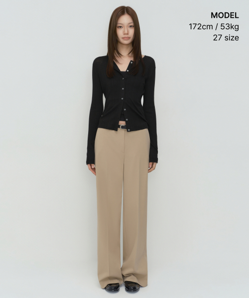 MUSINSA STANDARD WOMAN（ムシンサスタンダードウーマン）の「ウィメンズワイドヒドゥンバンディングスラックス[クラシックベージュ]（スラックス・レディース・その他・34/32/30/31/24/25/26/27/28/29）」の2枚目の写真