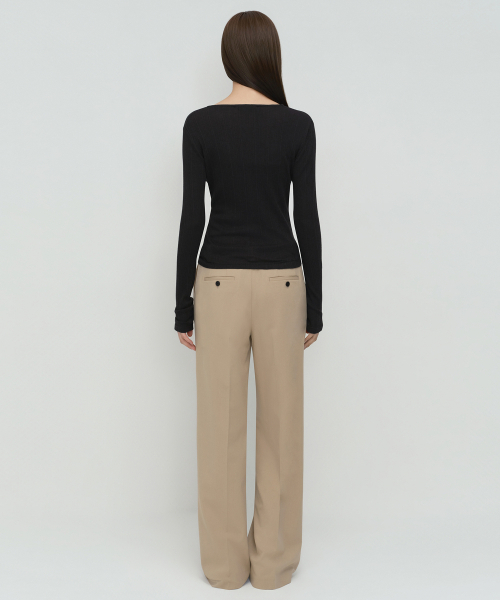 MUSINSA STANDARD WOMAN（ムシンサスタンダードウーマン）の「ウィメンズワイドヒドゥンバンディングスラックス[クラシックベージュ]（スラックス・レディース・その他・34/32/30/31/24/25/26/27/28/29）」の3枚目の写真