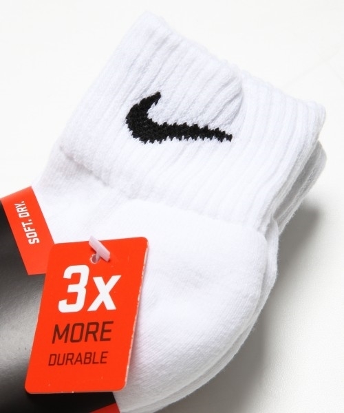 NIKE（ナイキ）の「3Pコットンクッションクォーターソックス WHITE（ソックス/靴下・メンズ・ホワイト・FREE）」の3枚目の写真