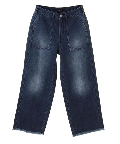 Green　Parks（グリーンパークス）の「甘織りワイドデニムパンツ（デニムパンツ・レディース・インディゴブルー/ライトインディゴブルー/ワンウォッシュ・M/L）」の4枚目の写真