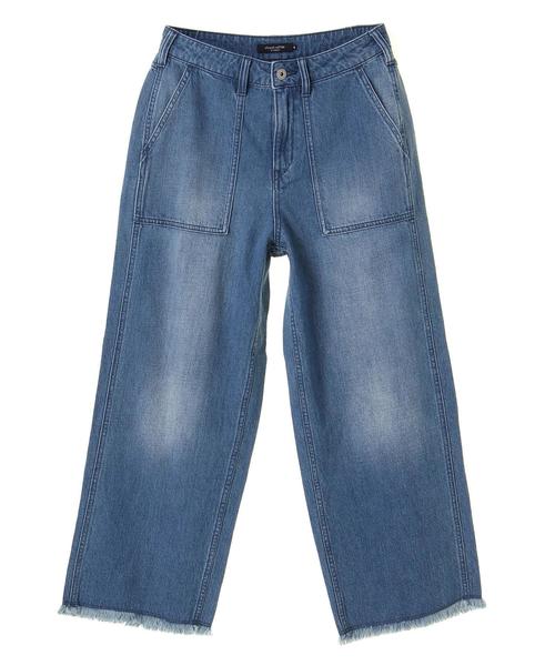 Green　Parks（グリーンパークス）の「甘織りワイドデニムパンツ（デニムパンツ・レディース・インディゴブルー/ライトインディゴブルー/ワンウォッシュ・M/L）」の5枚目の写真