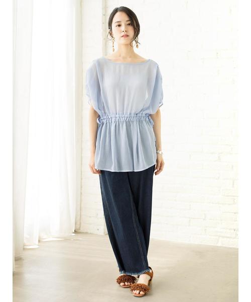 Green　Parks（グリーンパークス）の「甘織りワイドデニムパンツ（デニムパンツ・レディース・インディゴブルー/ライトインディゴブルー/ワンウォッシュ・M/L）」の10枚目の写真