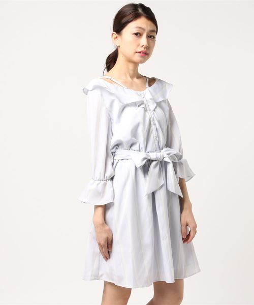 Cecil Mcbee セシルマクビー の マルチストライプオフショルワンピース ワンピース Wear