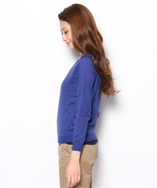 earth music&ecology（アースミュージックアンドエコロジー）の「ピマコットンVカーディガン（カーディガン/ボレロ・レディース・ネイビー/レッド/ピンク/ロイヤルブルー/イエロー/グリーン/ベージュ系その他/杢グレー・SMALL/MEDIUM）」の10枚目の写真