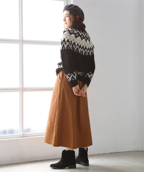 coen(コーエン)の「SMITH(スミス)ロングフレアスカート(デニムスカート・レディース・ネイビー/ブラウン・MEDIUM/LARGE)」の12枚目の写真