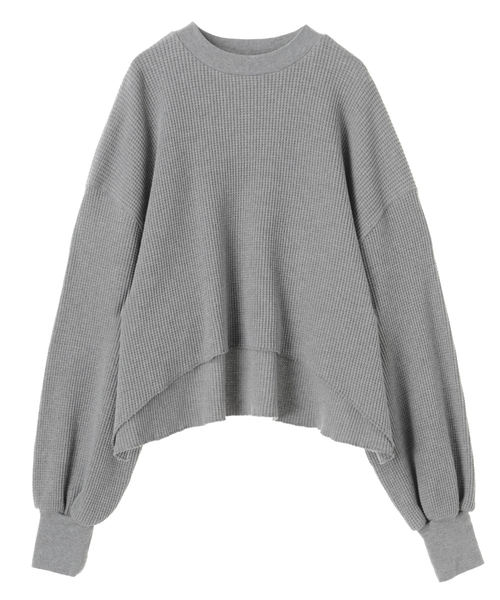CLANE(クラネ)の「THERMAL VOLUME SLEEVE TOPS(Tシャツ/カットソー・レディース・ブラック/ホワイト/グレー・1/2)」の1枚目の写真