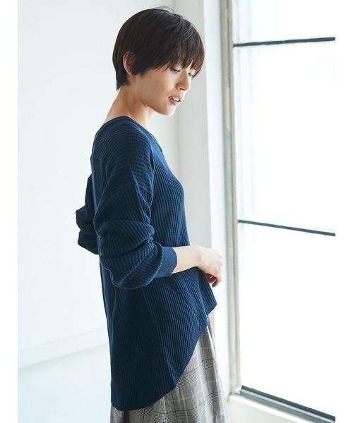 AMERICAN HOLIC（アメリカンホリック）の「・長袖ワッフル編み両Vネックプルオーバー（ニット/セーター・レディース・オフホワイト/ライトカーキ/ネイビー/ブラック/杢グレー・FREE）」の11枚目の写真