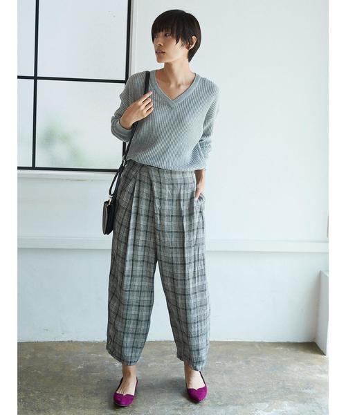 AMERICAN HOLIC（アメリカンホリック）の「・長袖ワッフル編み両Vネックプルオーバー（ニット/セーター・レディース・オフホワイト/ライトカーキ/ネイビー/ブラック/杢グレー・FREE）」の14枚目の写真