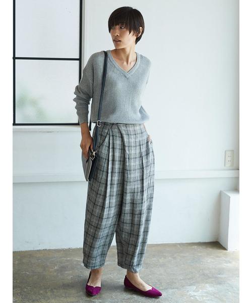 AMERICAN HOLIC（アメリカンホリック）の「・長袖ワッフル編み両Vネックプルオーバー（ニット/セーター・レディース・オフホワイト/ライトカーキ/ネイビー/ブラック/杢グレー・FREE）」の15枚目の写真