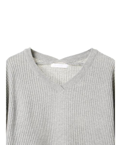 AMERICAN HOLIC（アメリカンホリック）の「・長袖ワッフル編み両Vネックプルオーバー（ニット/セーター・レディース・オフホワイト/ライトカーキ/ネイビー/ブラック/杢グレー・FREE）」の17枚目の写真