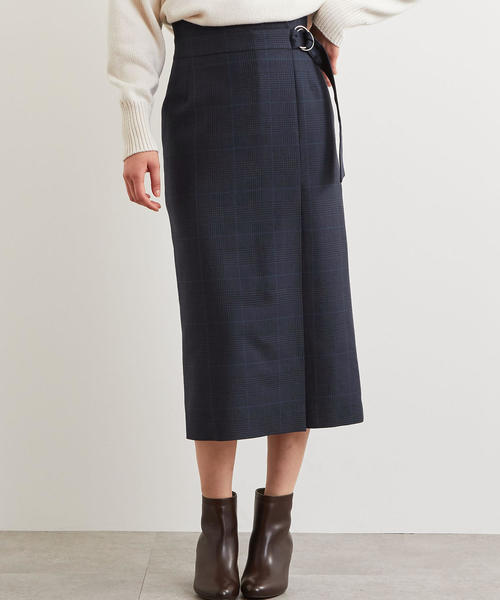 Green Label Relaxing グリーンレーベルリラクシング の Fm チェック ラップ タイトスカート スカート Wear