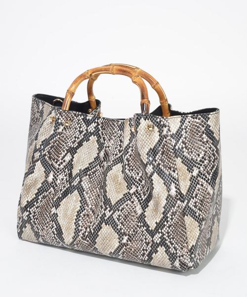 SOLPRESA（ソルプレーサ）の「バンブーハンドルバッグ（トートバッグ・レディース・ナチュラル/ブラック/パイソン・ONE SIZE）」の6枚目の写真